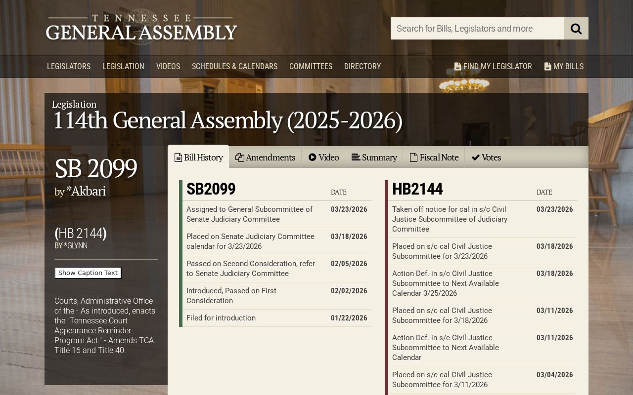 Tennessee proposed court appearance bill, not a Smith County warrant amnesty notice