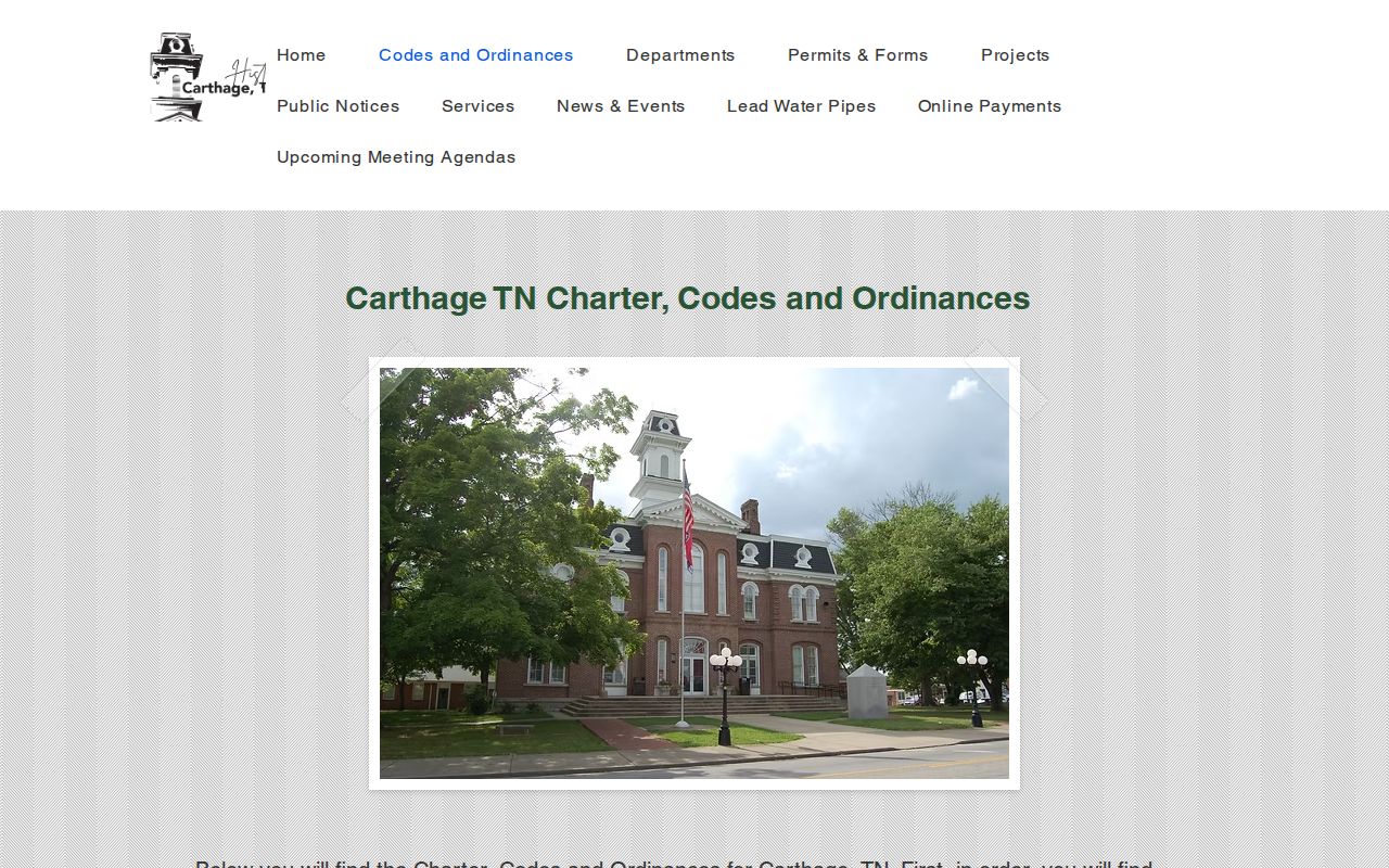 Carthage warrant records reference, official city code and ordinance page