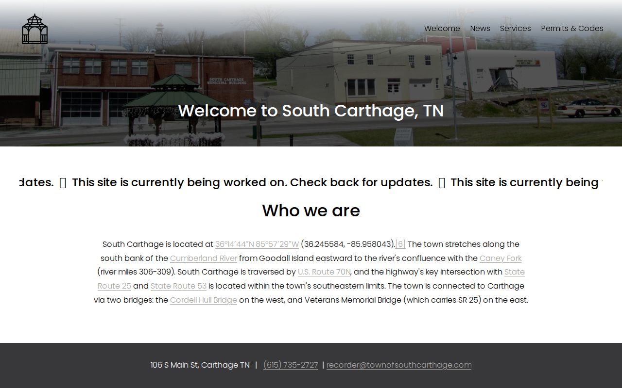 South Carthage warrant records reference, town contact website