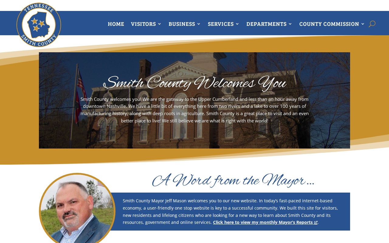 Smith County official government home page for court and sheriff office routing