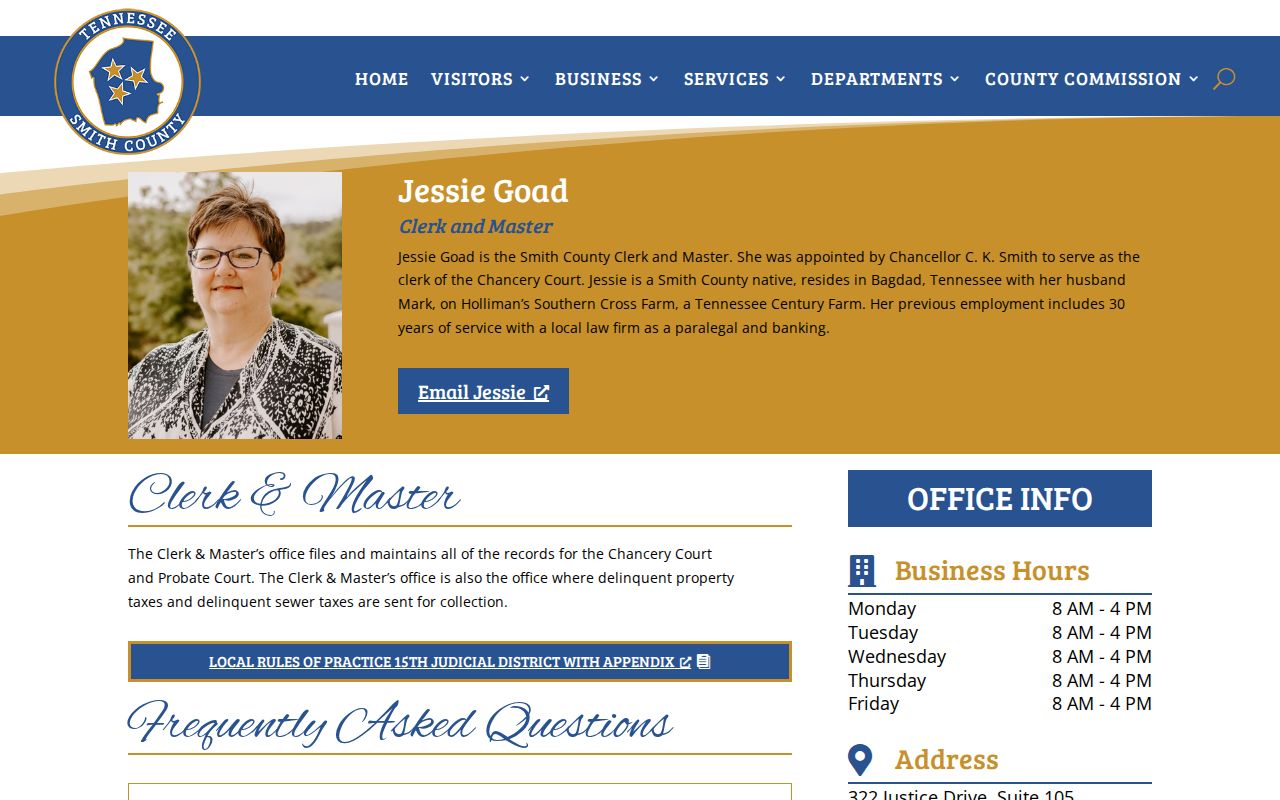 Smith County Chancery and Probate office scope, separate from criminal warrant records
